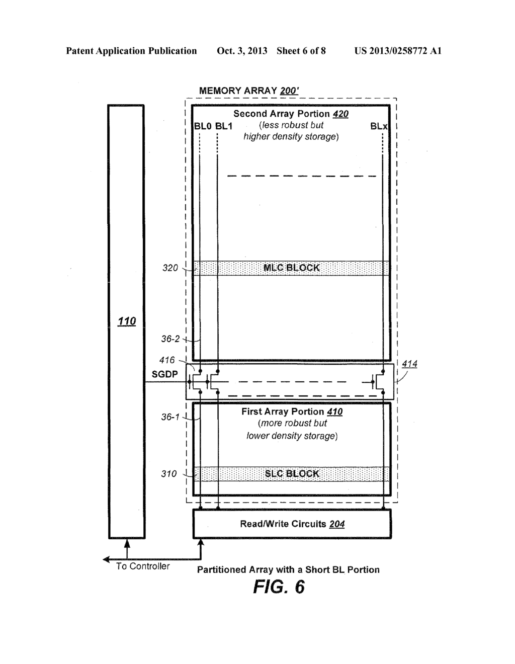 Non-Volatile Memory and Method Having a Memory Array with a High-Speed,     Short Bit-Line Portion - diagram, schematic, and image 07