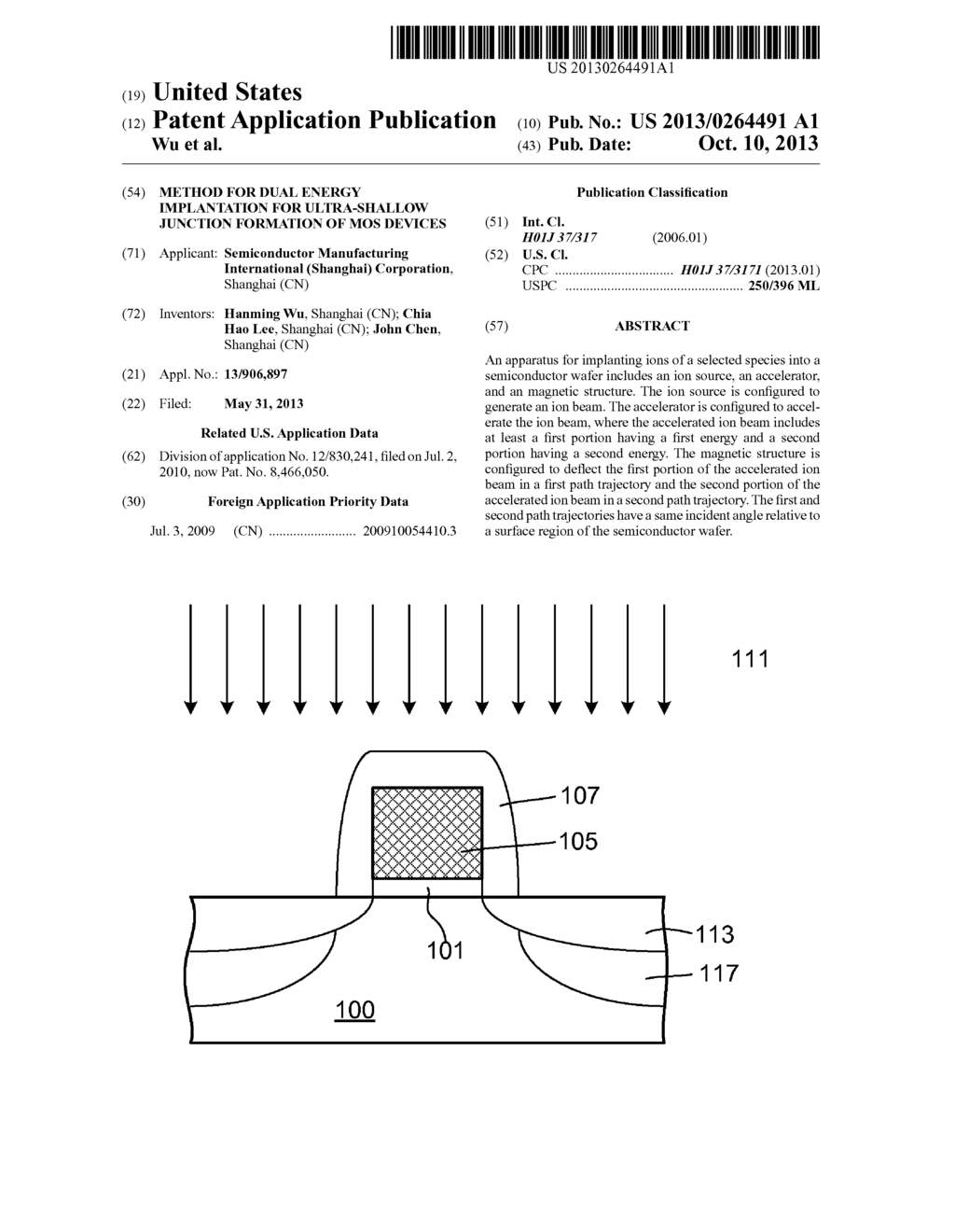 METHOD FOR DUAL ENERGY IMPLANTATION FOR ULTRA-SHALLOW JUNCTION FORMATION     OF MOS DEVICES - diagram, schematic, and image 01