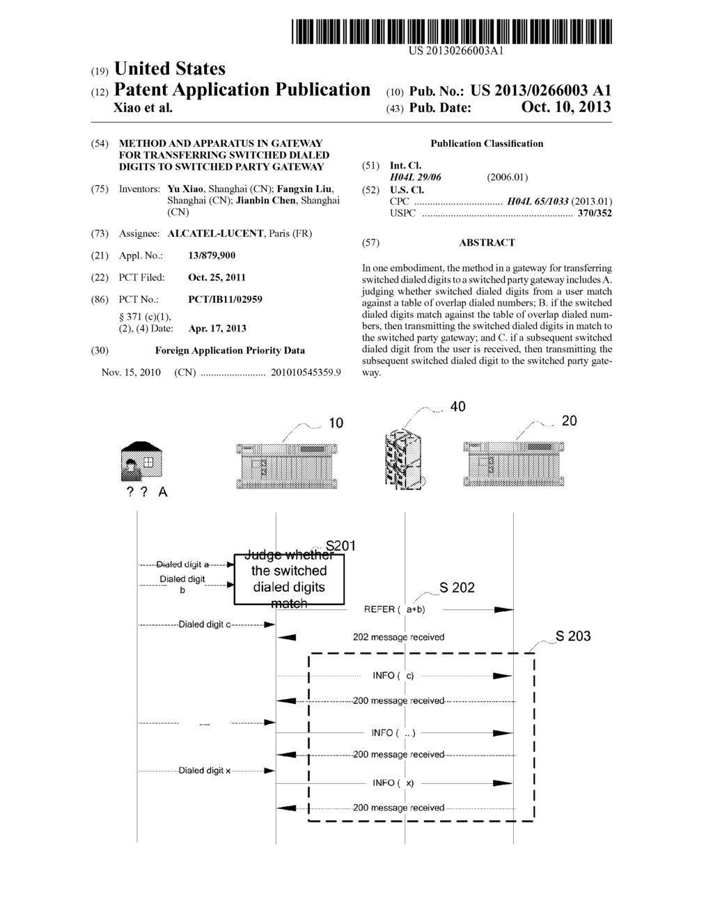 METHOD AND APPARATUS IN GATEWAY FOR TRANSFERRING SWITCHED DIALED DIGITS TO     SWITCHED PARTY GATEWAY - diagram, schematic, and image 01