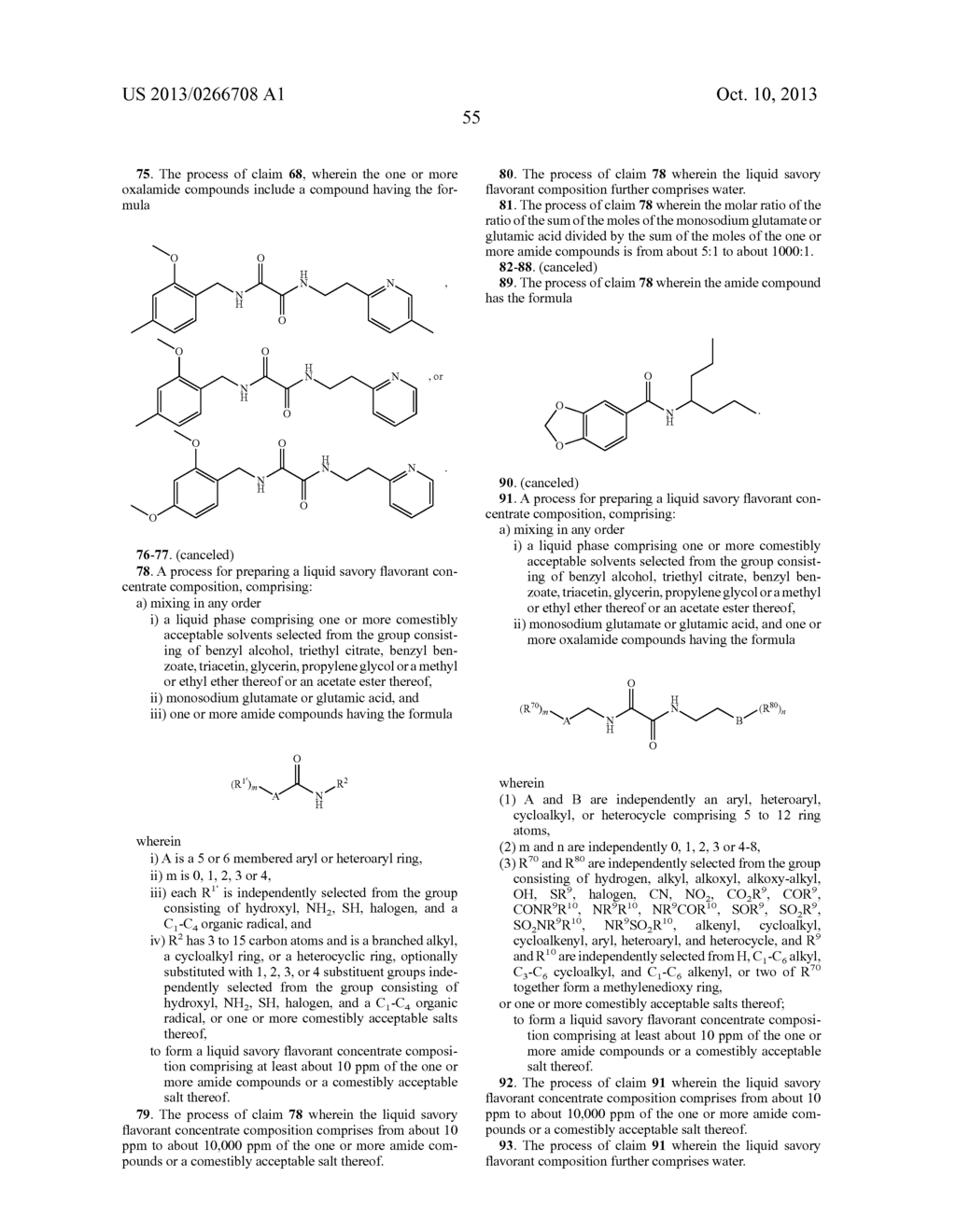 COMESTIBLE COMPOSITIONS COMPRISING HIGH POTENCY SAVORY FLAVORANTS, AND     PROCESSES FOR PRODUCING THEM - diagram, schematic, and image 56