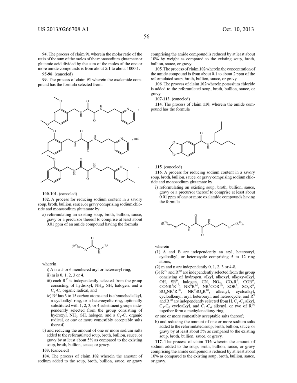 COMESTIBLE COMPOSITIONS COMPRISING HIGH POTENCY SAVORY FLAVORANTS, AND     PROCESSES FOR PRODUCING THEM - diagram, schematic, and image 57