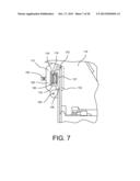 Miter Saw with Cutting Alignment Device on a Dust Chute diagram and image