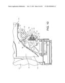 Miter Saw with Cutting Alignment Device on a Dust Chute diagram and image