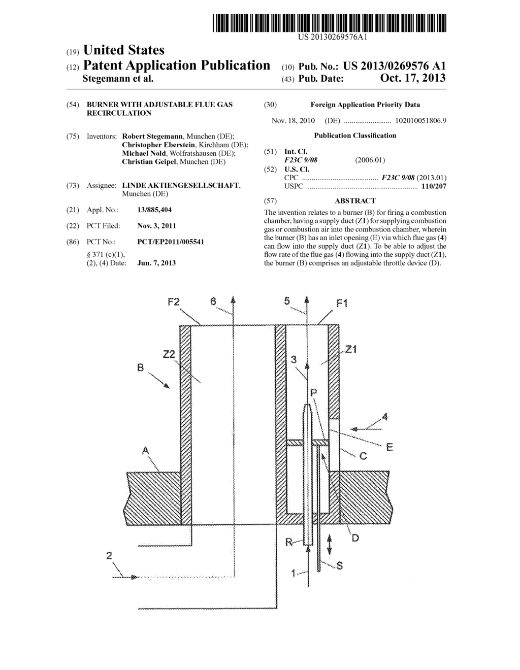 BURNER WITH ADJUSTABLE FLUE GAS RECIRCULATION - diagram, schematic, and image 01