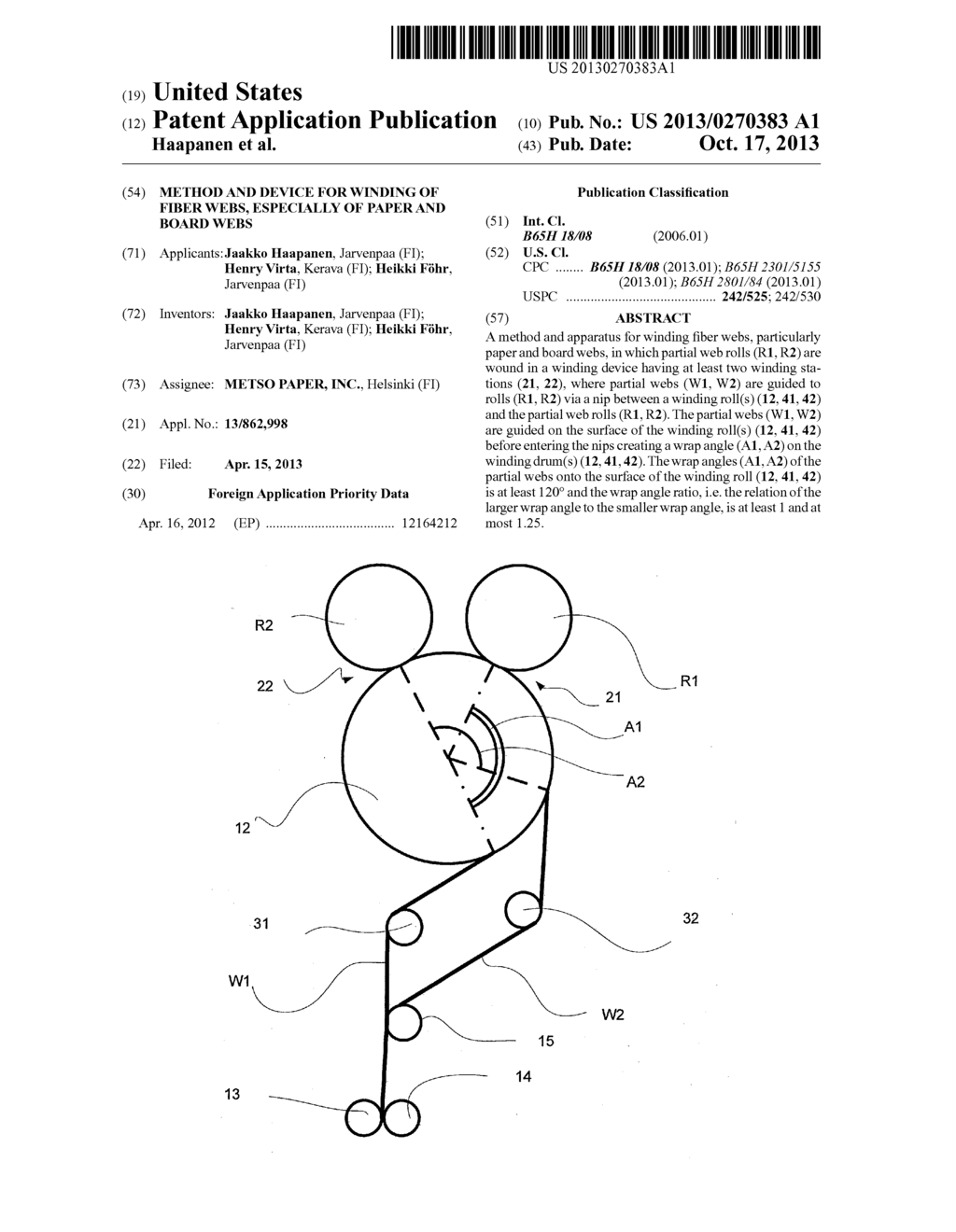 Method and Device for Winding of Fiber Webs, Especially of Paper and Board     Webs - diagram, schematic, and image 01