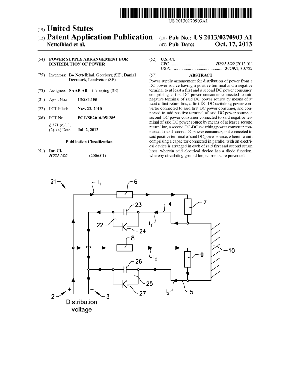 POWER SUPPLY ARRANGEMENT FOR DISTRIBUTION OF POWER - diagram, schematic, and image 01