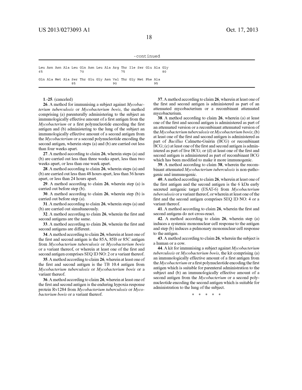 Method for Immunising a Subject against Mycobacterium Tuberculosis or     Mycobacterium Bovis - diagram, schematic, and image 30