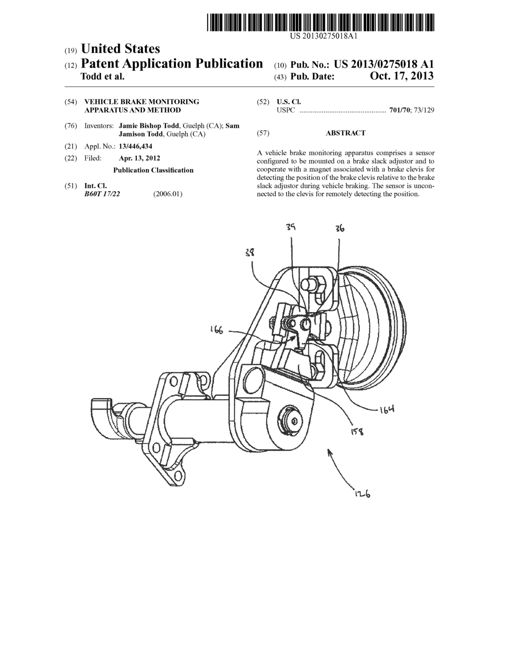 VEHICLE BRAKE MONITORING APPARATUS AND METHOD - diagram, schematic, and image 01