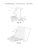 Stand and drawing-easel attached to a keyboard to use with mobile     electronic devices diagram and image