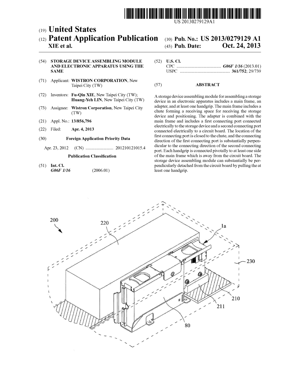 STORAGE DEVICE ASSEMBLING MODULE AND ELECTRONIC APPARATUS USING THE SAME - diagram, schematic, and image 01