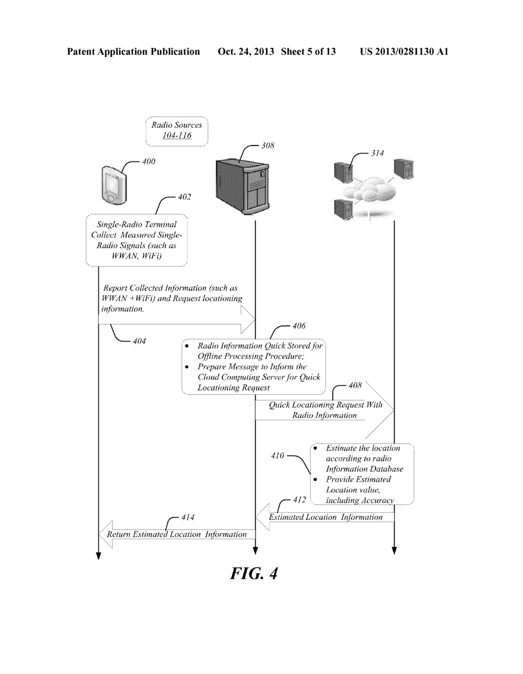 SYSTEM AND METHOD FOR MULTI-RADIO CLOUD COMPUTING FOR LOCATION SENSING - diagram, schematic, and image 06