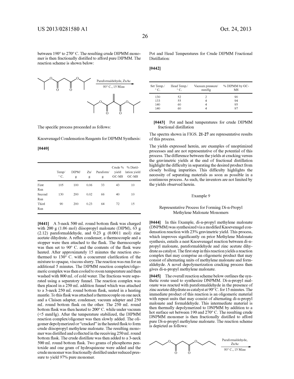 SYNTHESIS OF METHYLENE MALONATES USING RAPID RECOVERY IN THE PRESENCE OF A     HEAT TRANSFER AGENT - diagram, schematic, and image 63