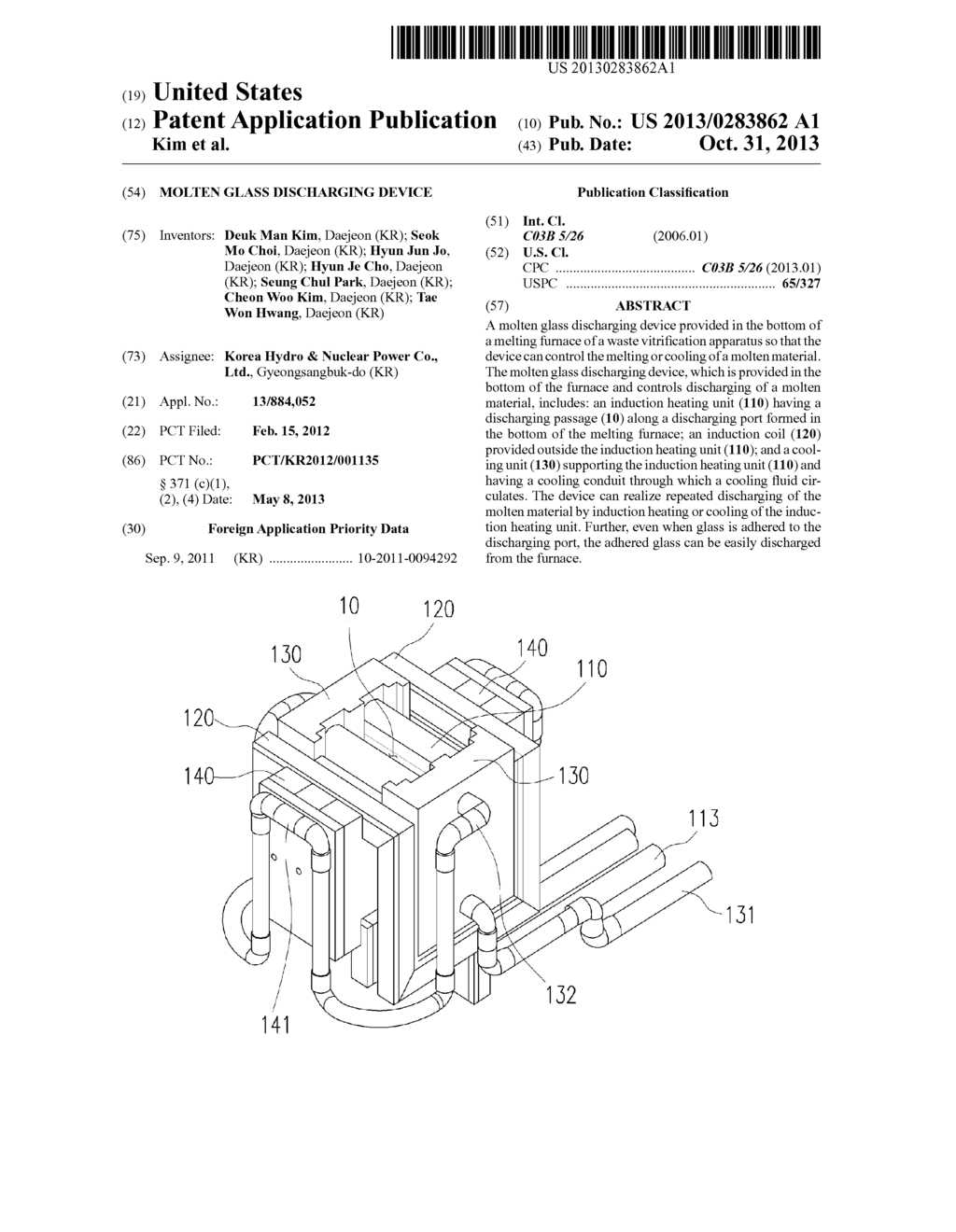 MOLTEN GLASS DISCHARGING DEVICE - diagram, schematic, and image 01