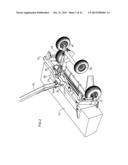 PULL-TYPE CROP HARVESTING MACHINE TRANSPORT SYSTEM WHERE THE MACHINE     REMAINS BALANCED ON TRANSPORT WHEELS AND THE HITCH AS THE TRANSPORT     SYSTEM IS DEPLOYED diagram and image