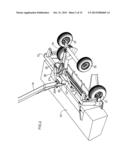 PULL-TYPE CROP HARVESTING MACHINE TRANSPORT SYSTEM ACTUATED AT A     PREDETERMINED ANGLE OF THE HITCH diagram and image