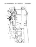 PULL-TYPE CROP HARVESTING MACHINE TRANSPORT SYSTEM ACTUATED AT A     PREDETERMINED ANGLE OF THE HITCH diagram and image