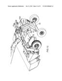 PULL-TYPE CROP HARVESTING MACHINE TRANSPORT SYSTEM ACTUATED AT A     PREDETERMINED ANGLE OF THE HITCH diagram and image