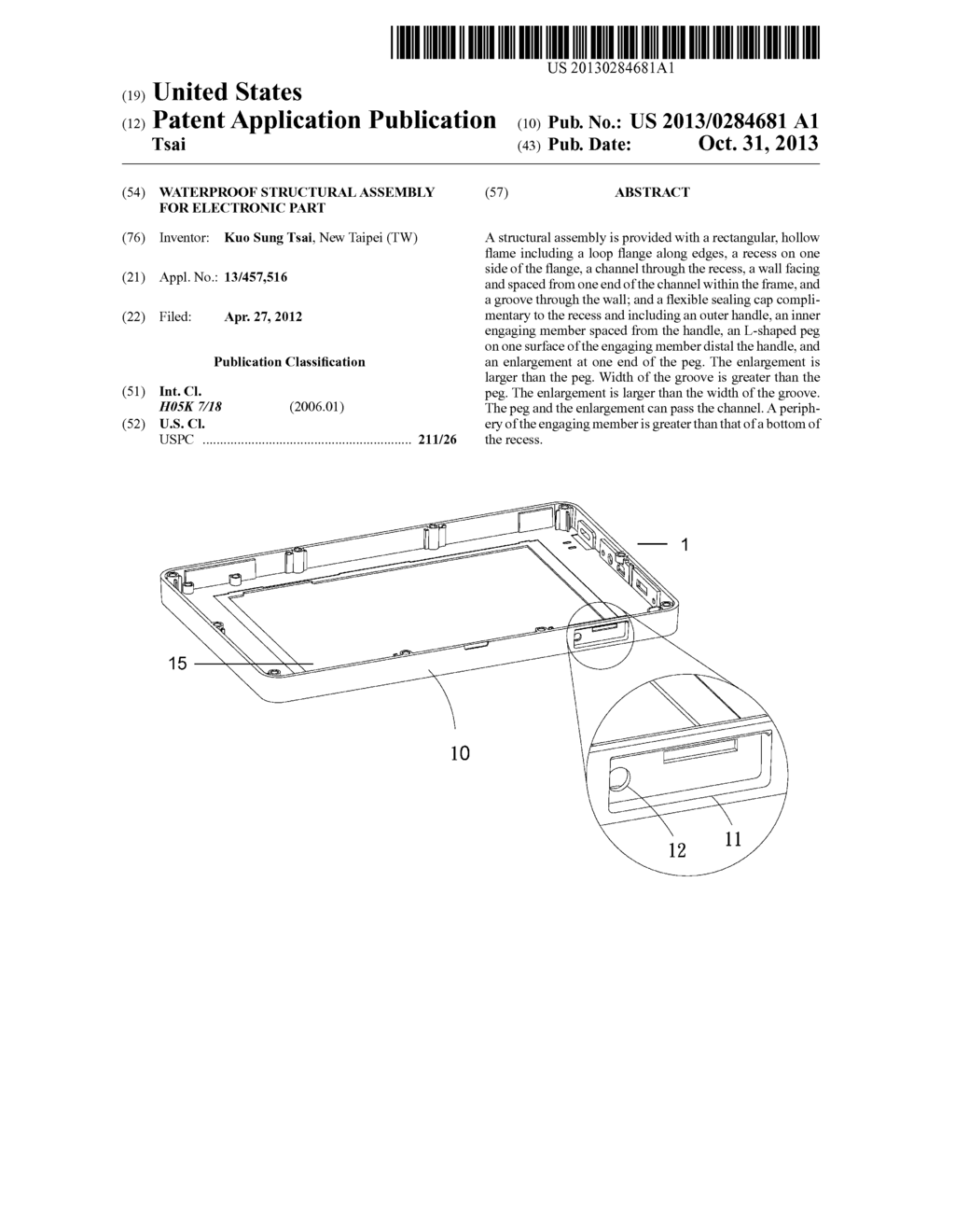 Waterproof structural assembly for electronic part - diagram, schematic, and image 01