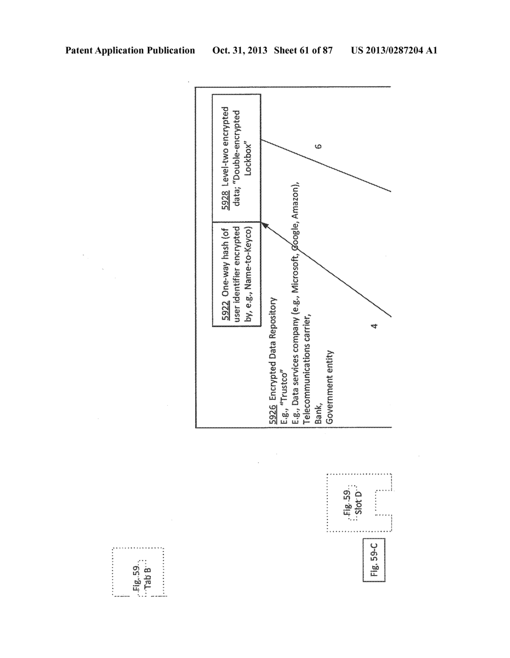 COMPUTATIONAL SYSTEMS AND METHODS FOR DOUBLE-ENCRYPTING DATA FOR     SUBSEQUENT ANONYMOUS STORAGE - diagram, schematic, and image 62