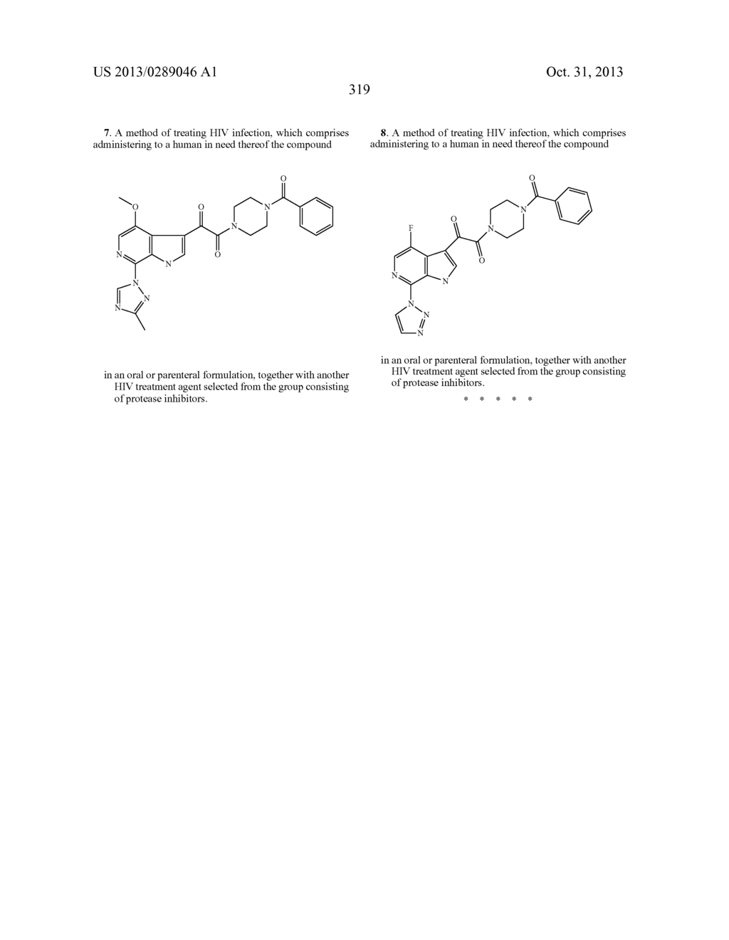 PHARMACEUTICAL FORMULATIONS OF SUBSTITUTED AZAINDOLEOXOACETIC PIPERAZINE     DERIVATIVES WITH PROTEASE INHIBITORS - diagram, schematic, and image 320