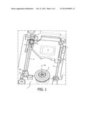 OPTICAL DISC DEVICE HAVING A BLCOKING MEANS FOR ITS OPTICAL PICKUP UNIT diagram and image