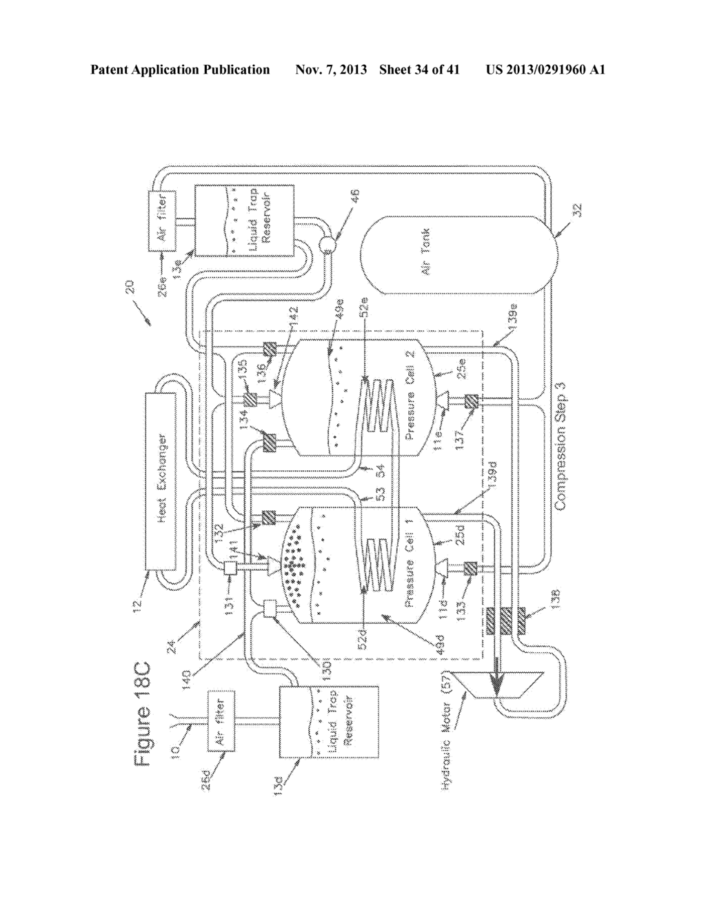 COMPRESSED AIR ENERGY STORAGE SYSTEM UTILIZING TWO-PHASE FLOW TO     FACILITATE HEAT EXCHANGE - diagram, schematic, and image 35