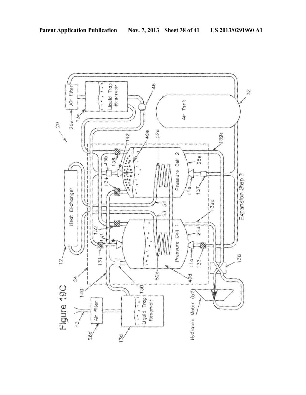 COMPRESSED AIR ENERGY STORAGE SYSTEM UTILIZING TWO-PHASE FLOW TO     FACILITATE HEAT EXCHANGE - diagram, schematic, and image 39