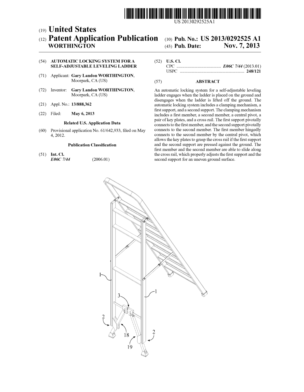 Automatic Locking System for a Self-Adjustable Leveling Ladder - diagram, schematic, and image 01