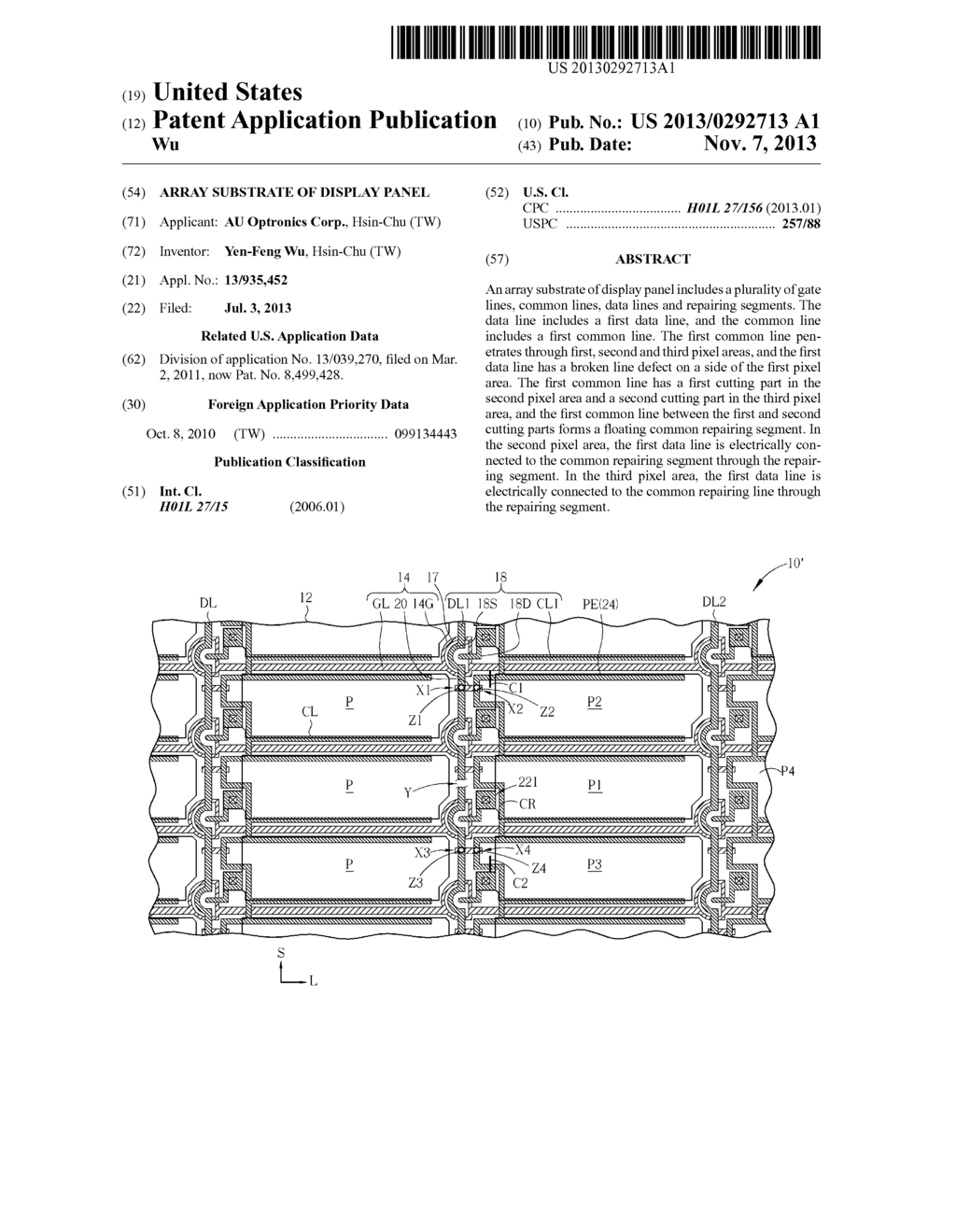 ARRAY SUBSTRATE OF DISPLAY PANEL - diagram, schematic, and image 01