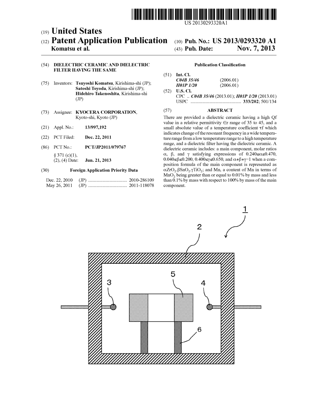 DIELECTRIC CERAMIC AND DIELECTRIC FILTER HAVING THE SAME - diagram, schematic, and image 01