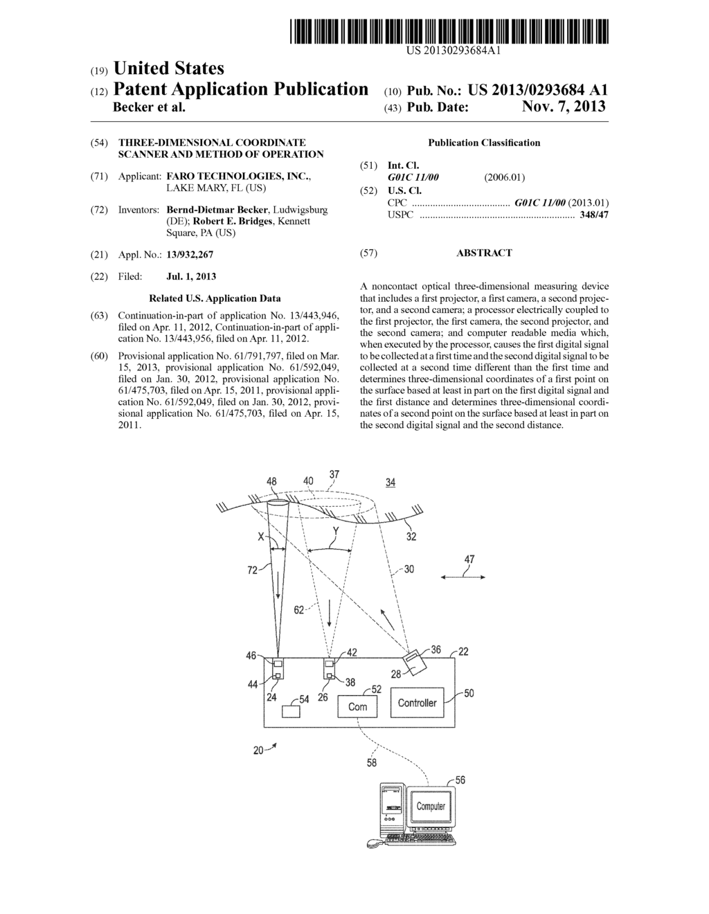 THREE-DIMENSIONAL COORDINATE SCANNER AND METHOD OF OPERATION - diagram, schematic, and image 01