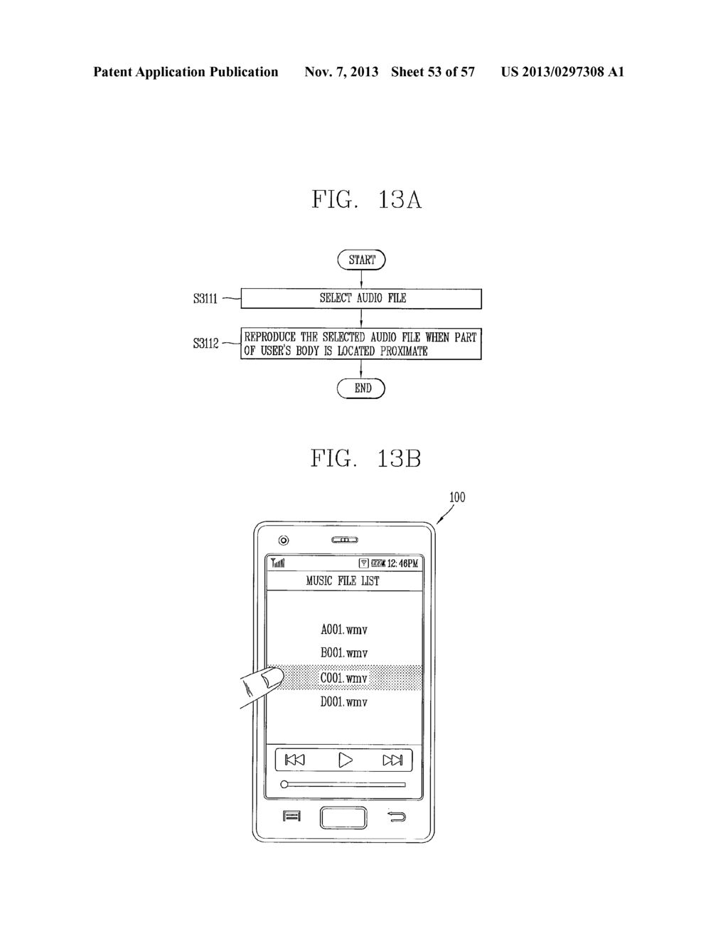 METHOD FOR DISPLAYING TEXT ASSOCIATED WITH AUDIO FILE AND ELECTRONIC     DEVICE - diagram, schematic, and image 54
