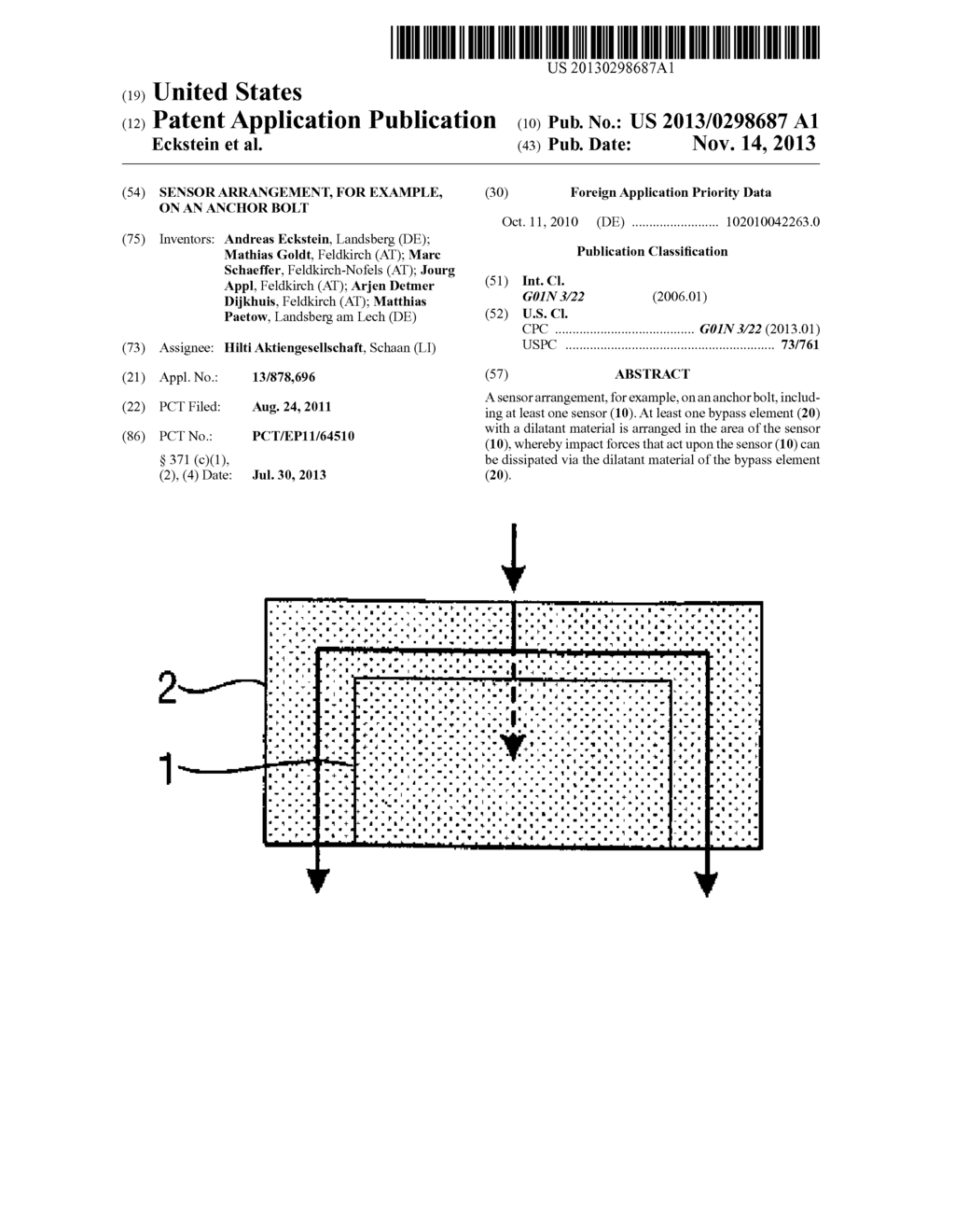 SENSOR ARRANGEMENT, FOR EXAMPLE, ON AN ANCHOR BOLT - diagram, schematic, and image 01