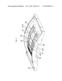 MOULDING TOOL FOR PRODUCING A COMPOSITE MATERIAL PART USING A FLEXIBLE     PREFORM COMPOSED OF A SKIN AND PROFILED PREFORMS FIRMLY ATTACHED TO SAID     SKIN diagram and image