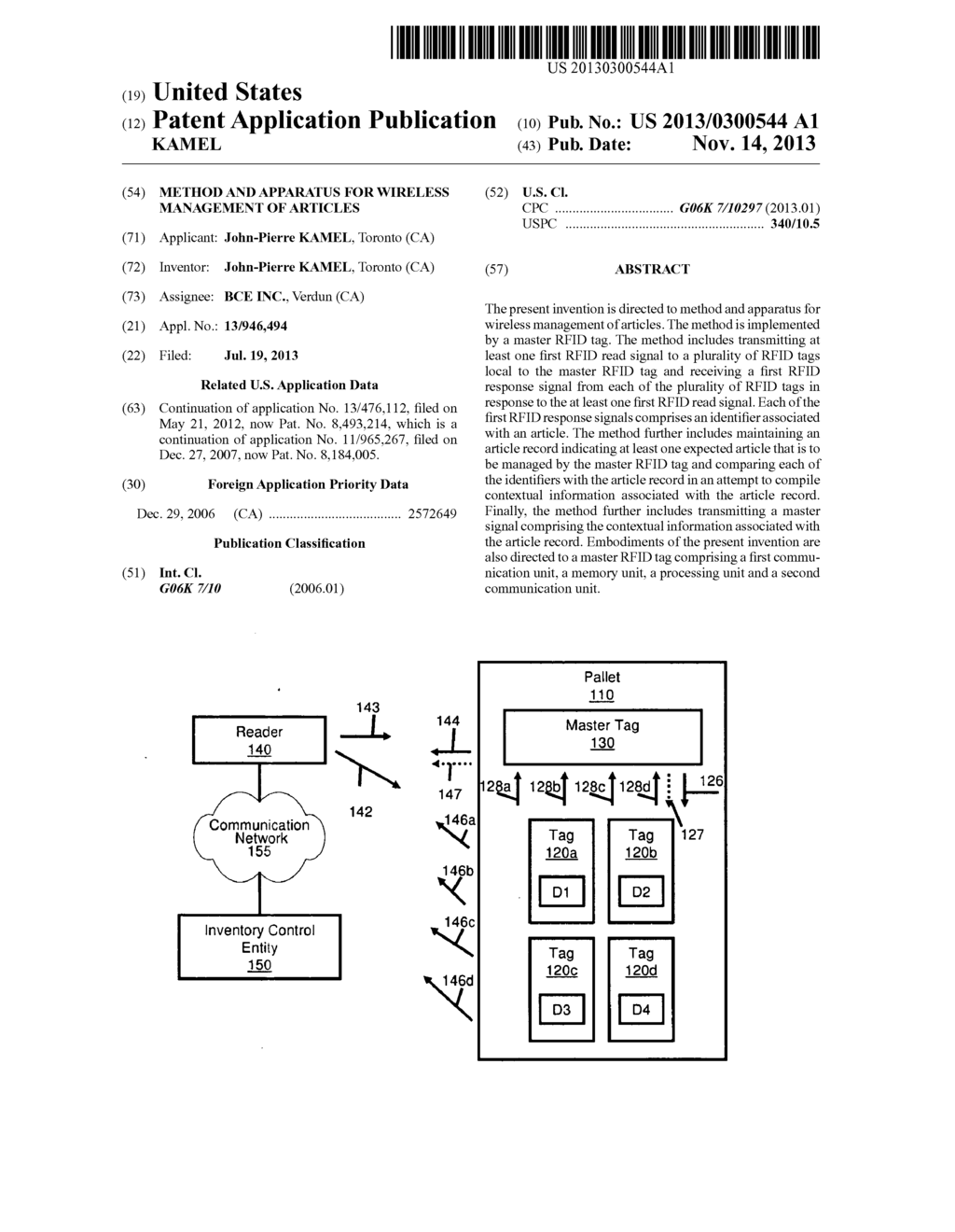 METHOD AND APPARATUS FOR WIRELESS MANAGEMENT OF ARTICLES - diagram, schematic, and image 01