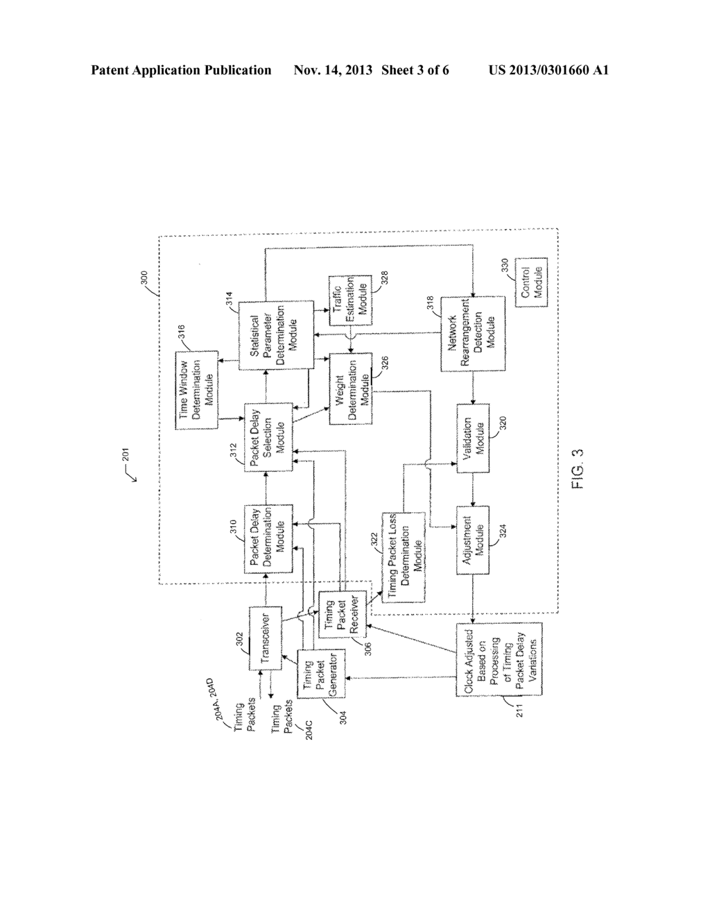 Apparatus and Method of Compensating for Clock Frequency and Phase     Variations by Processing Packet Delay Values - diagram, schematic, and image 04