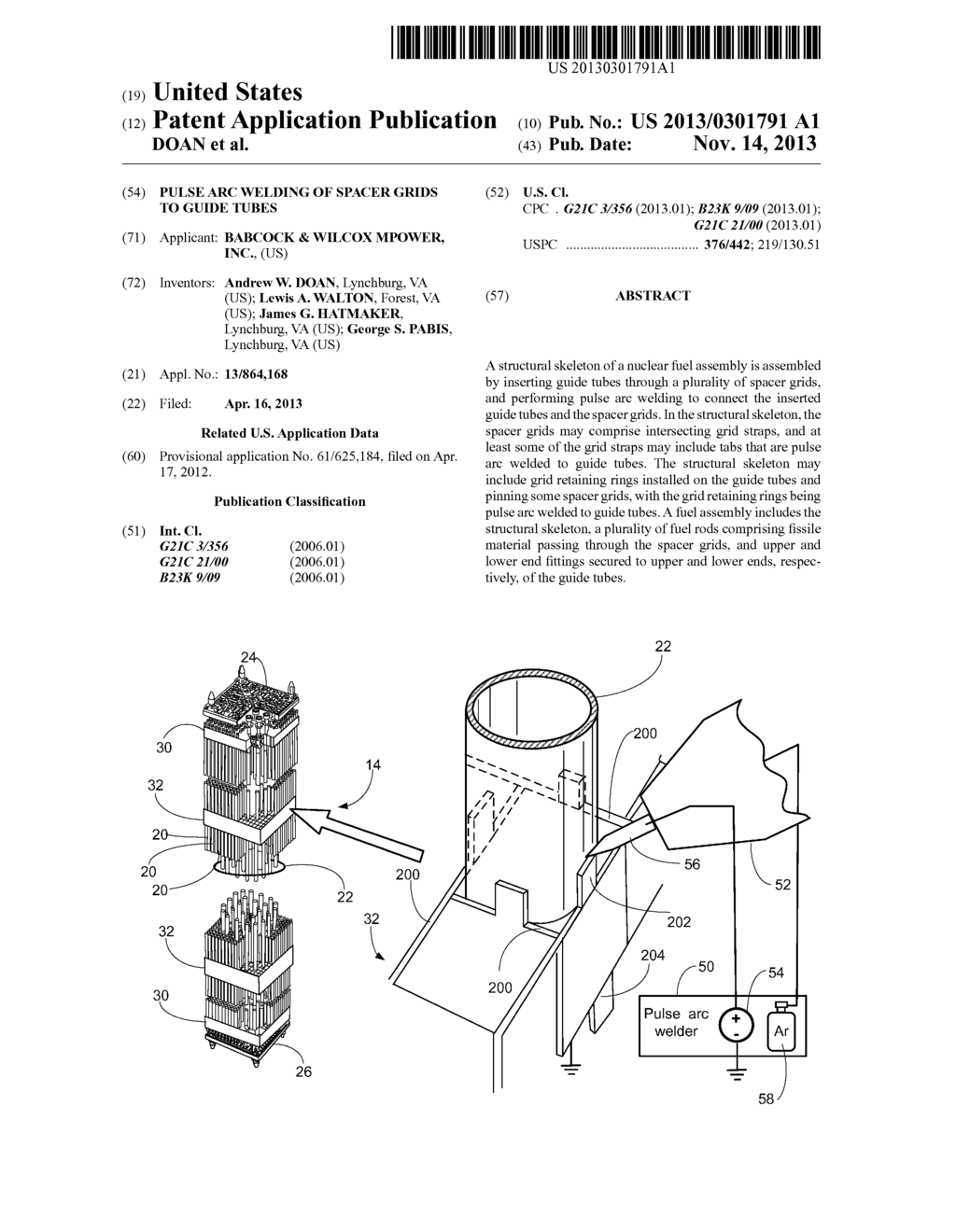 PULSE ARC WELDING OF SPACER GRIDS TO GUIDE TUBES - diagram, schematic, and image 01