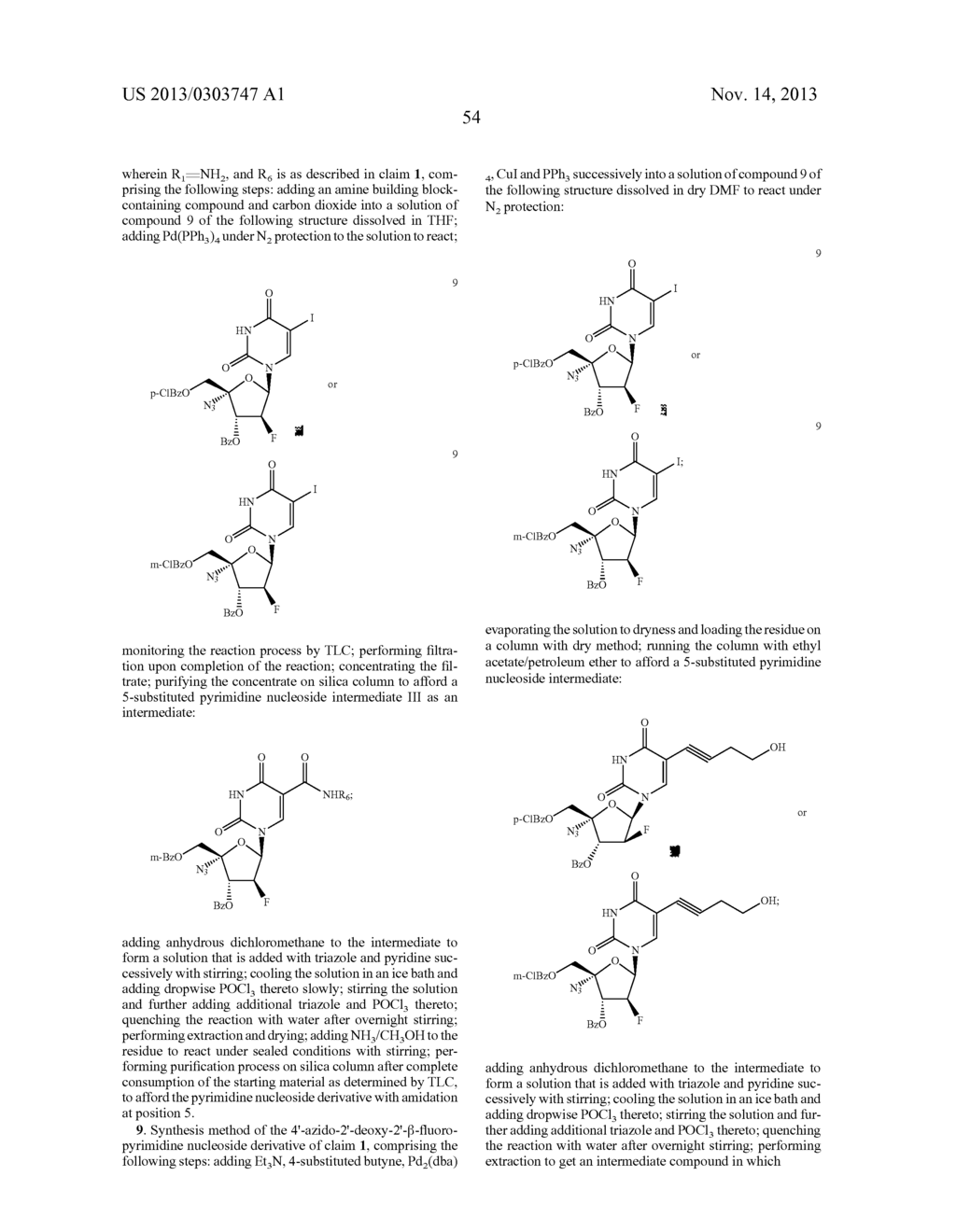 PYRIMIDINE NUCLEOSIDE DERIVATIVES, SYNTHESIS METHODS AND USES THEREOF FOR     PREPARING ANTI-TUMOR AND ANTI-VIRUS MEDICAMENTS - diagram, schematic, and image 55