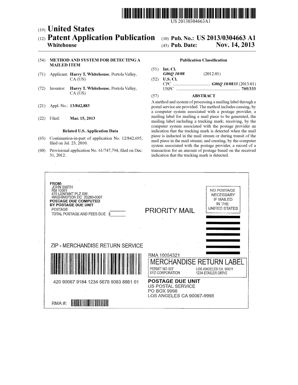 METHOD AND SYSTEM FOR DETECTING A MAILED ITEM - diagram, schematic, and image 01