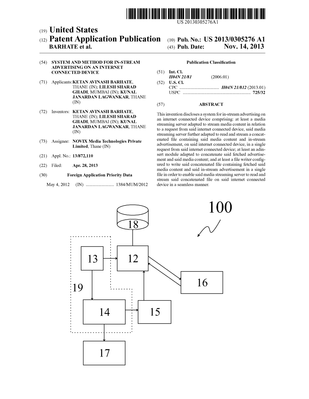 SYSTEM AND METHOD FOR IN-STREAM ADVERTISING ON AN INTERNET CONNECTED     DEVICE - diagram, schematic, and image 01