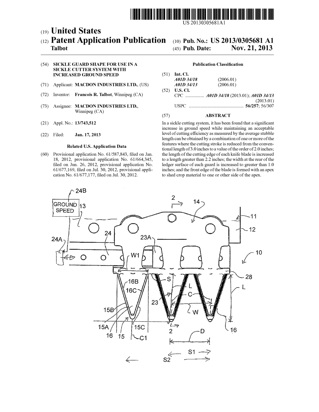 Sickle Guard Shape for Use in a Sickle Cutter System with Increased Ground     Speed - diagram, schematic, and image 01