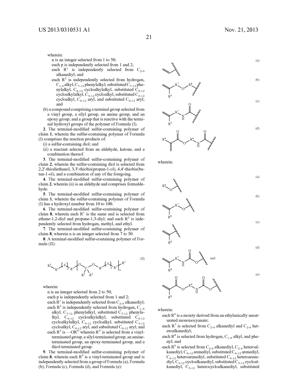 TERMINAL-MODIFIED DIFUNCTIONAL SULFUR-CONTAINING POLYMERS, COMPOSITIONS     THEREOF AND METHODS OF USE - diagram, schematic, and image 22