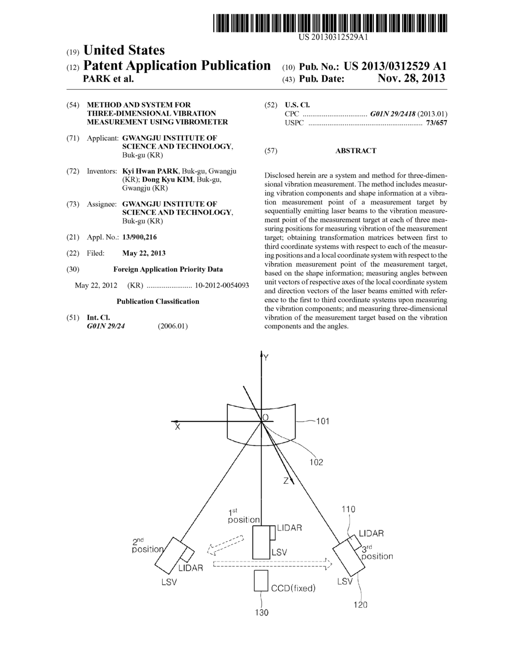 METHOD AND SYSTEM FOR THREE-DIMENSIONAL VIBRATION MEASUREMENT USING     VIBROMETER - diagram, schematic, and image 01