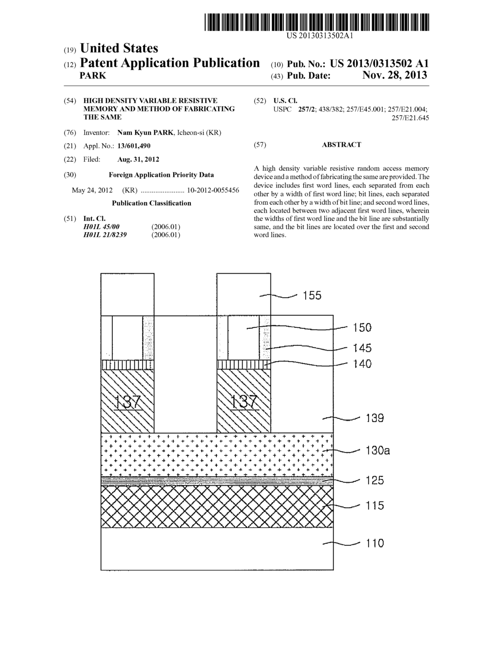 HIGH DENSITY VARIABLE RESISTIVE MEMORY AND METHOD OF FABRICATING THE SAME - diagram, schematic, and image 01