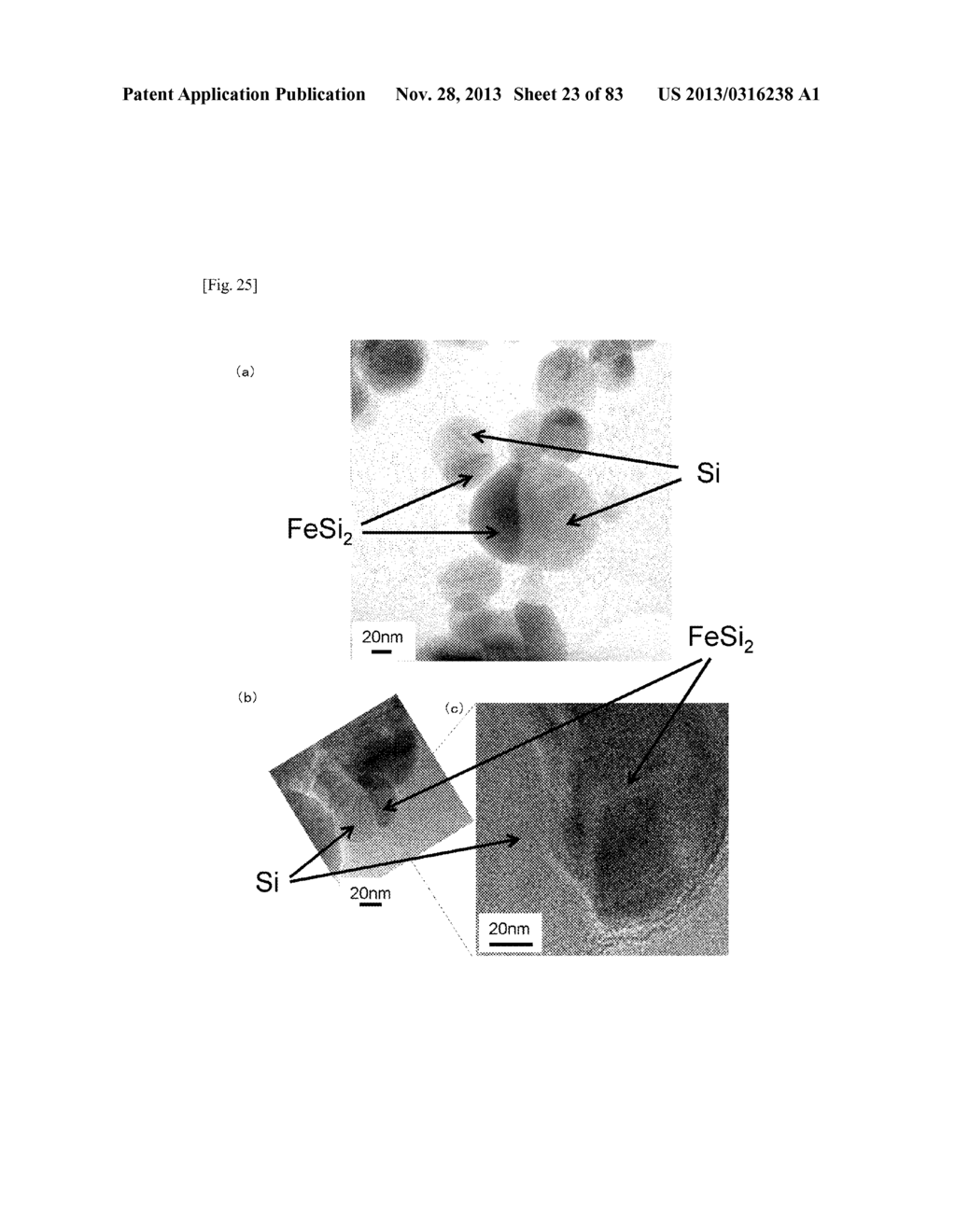 NANOSIZED PARTICLES USED IN ANODE FOR LITHIUM ION SECONDARY BATTERIES, AND     METHOD FOR PRODUCING THE SAME - diagram, schematic, and image 24