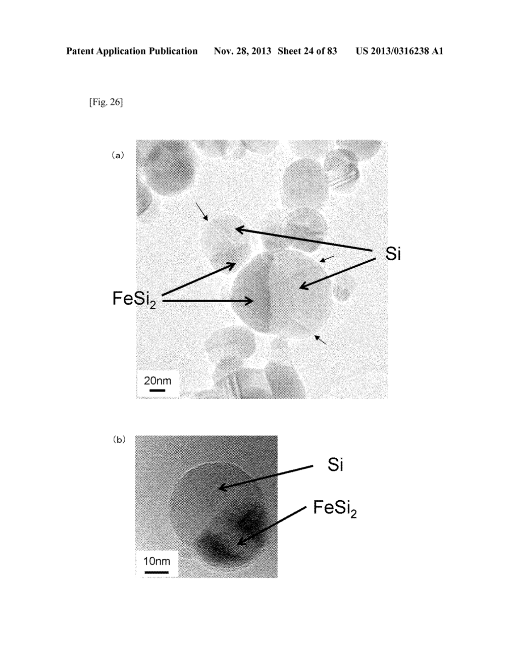 NANOSIZED PARTICLES USED IN ANODE FOR LITHIUM ION SECONDARY BATTERIES, AND     METHOD FOR PRODUCING THE SAME - diagram, schematic, and image 25