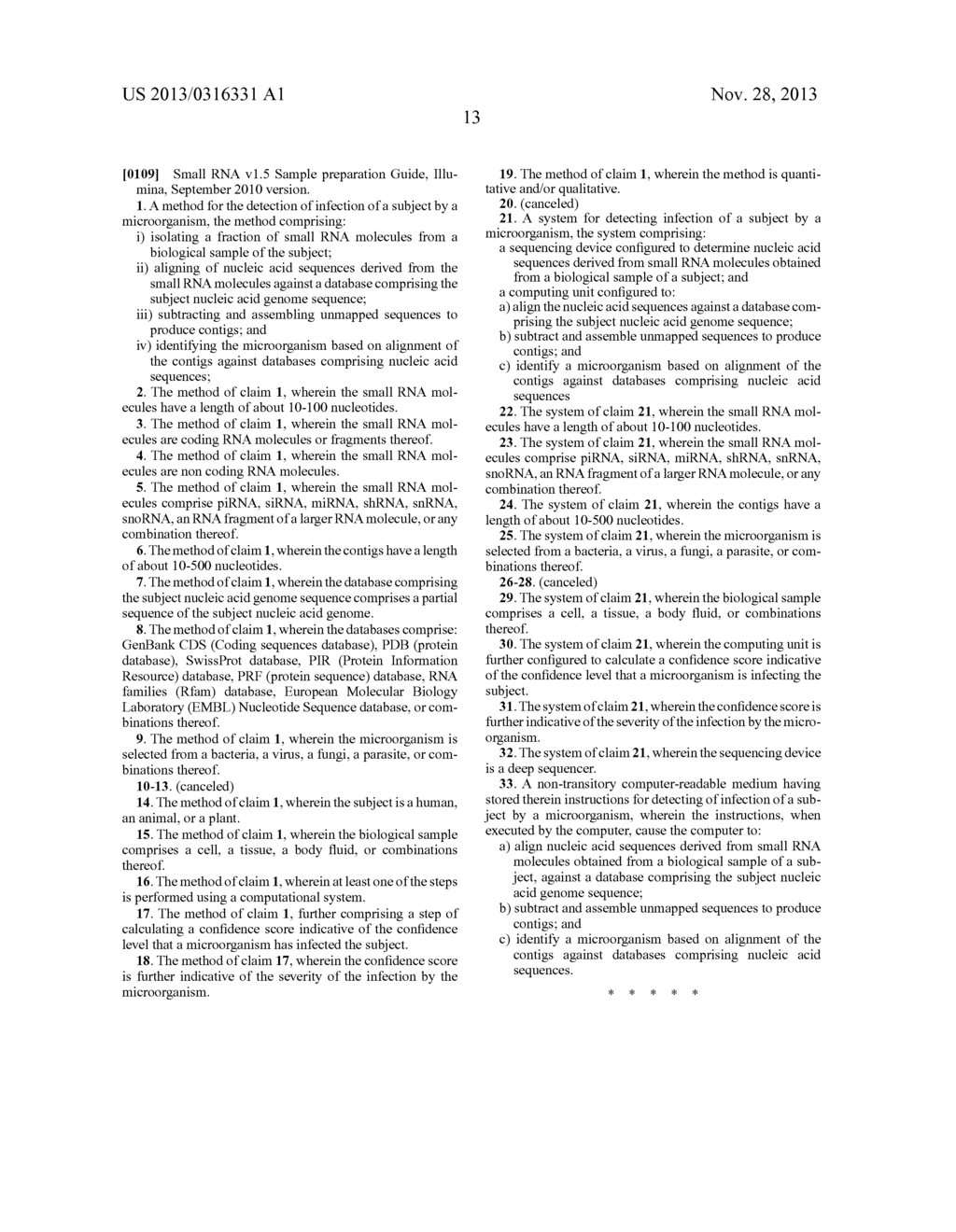 DETECTION OF INFECTION BY A MICROORGANISM USING SMALL RNA SEQUENCING     SUBTRACTION AND ASSEMBLY - diagram, schematic, and image 19