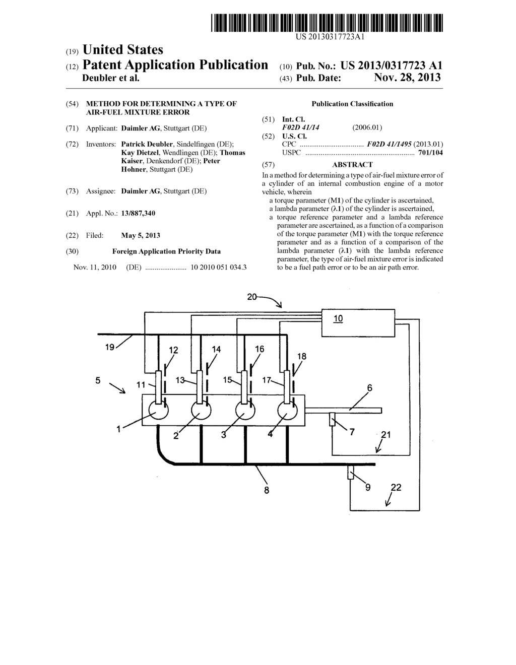 METHOD FOR DETERMINING A TYPE OF AIR-FUEL MIXTURE ERROR - diagram, schematic, and image 01