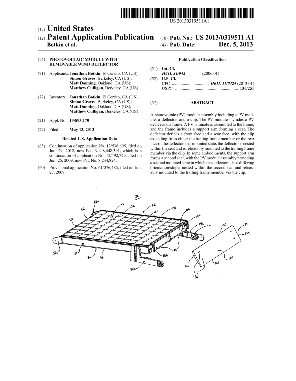 PHOTOVOLTAIC MODULE WITH REMOVABLE WIND DEFLECTOR - diagram, schematic, and image 01