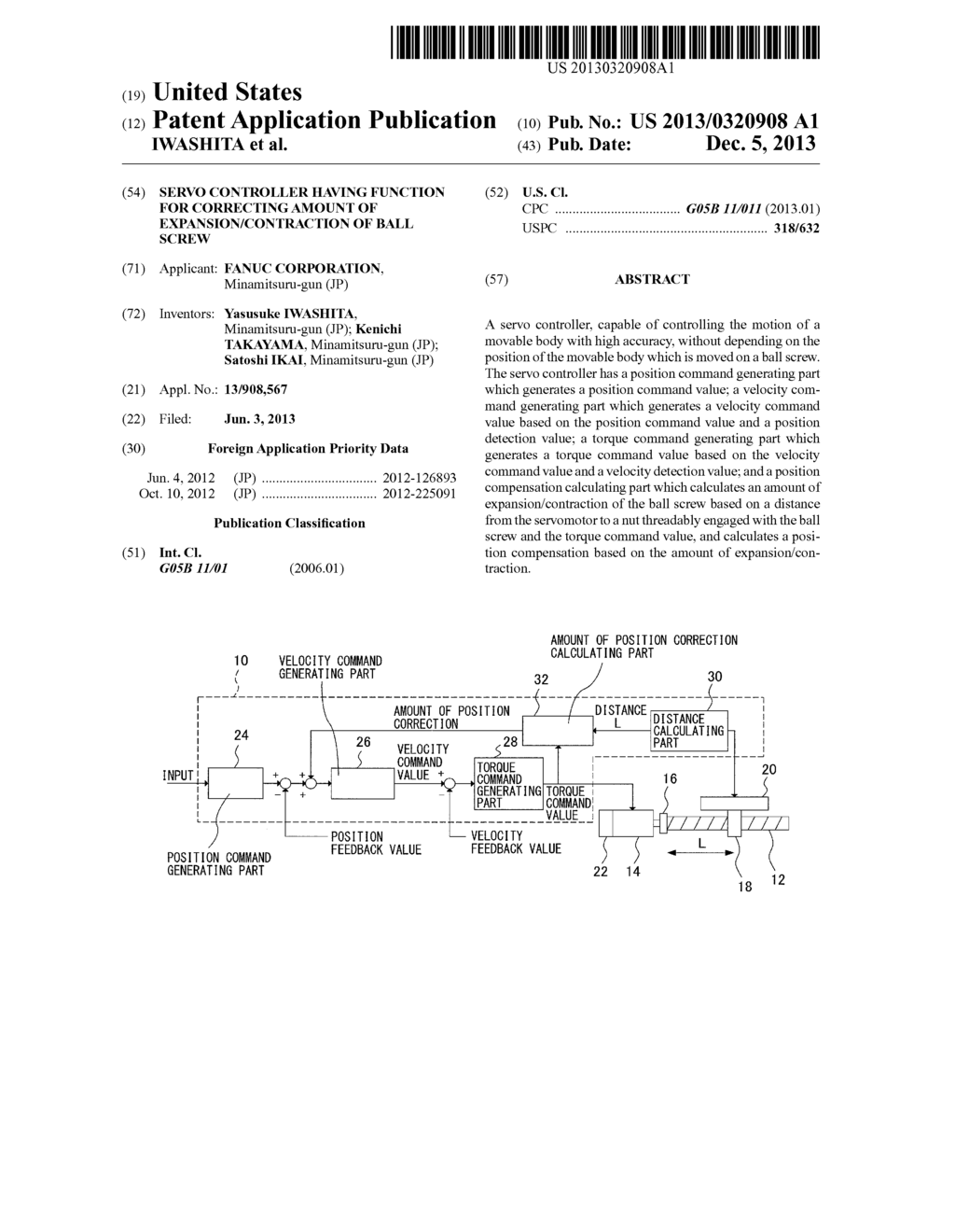 SERVO CONTROLLER HAVING FUNCTION FOR CORRECTING AMOUNT OF     EXPANSION/CONTRACTION OF BALL SCREW - diagram, schematic, and image 01